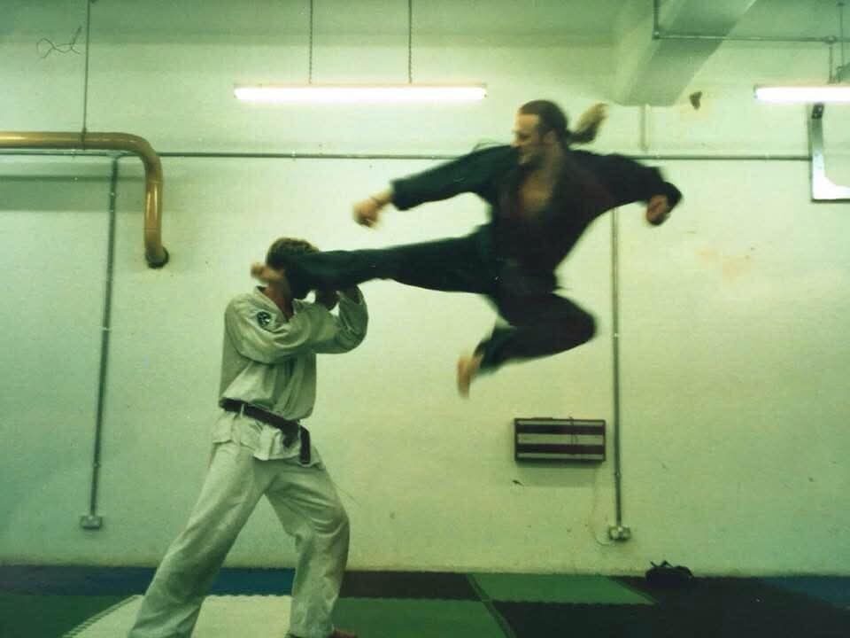 Young Shihan flying kick