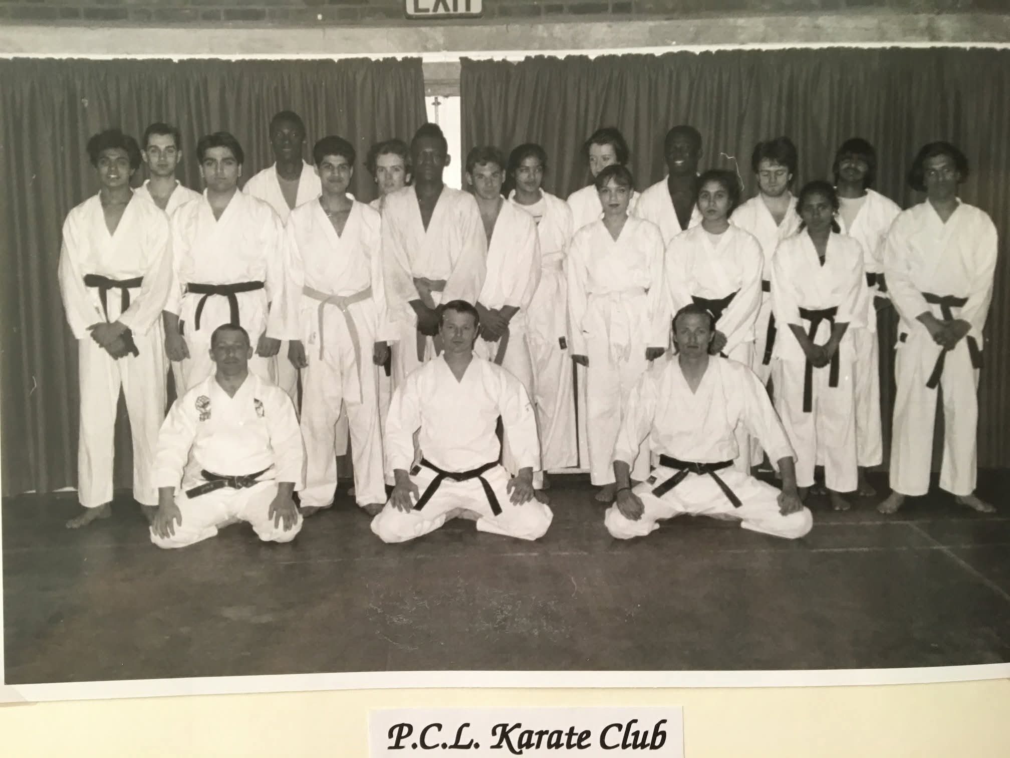 P.C.L. Karate Club group photograph from the club's earliest days at the Polytechnic of Central London
