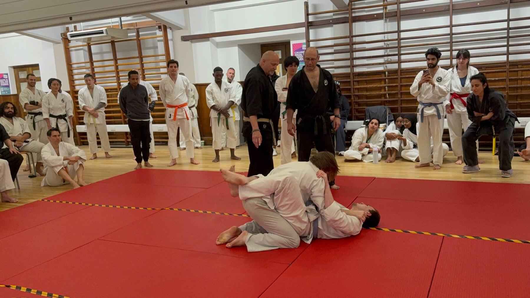 Ground fight with crowd surrounding