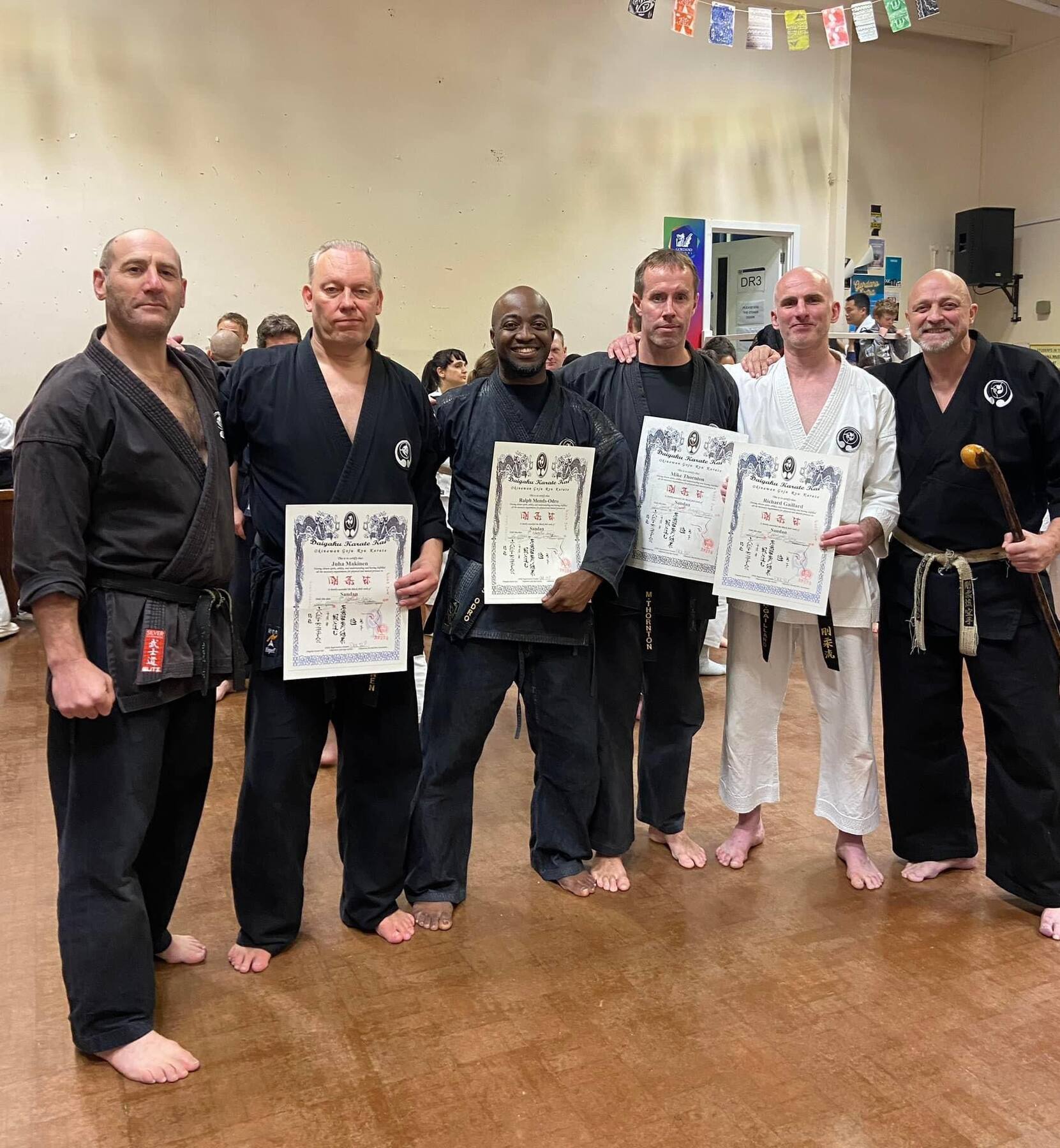 Yudansha with grading certificates